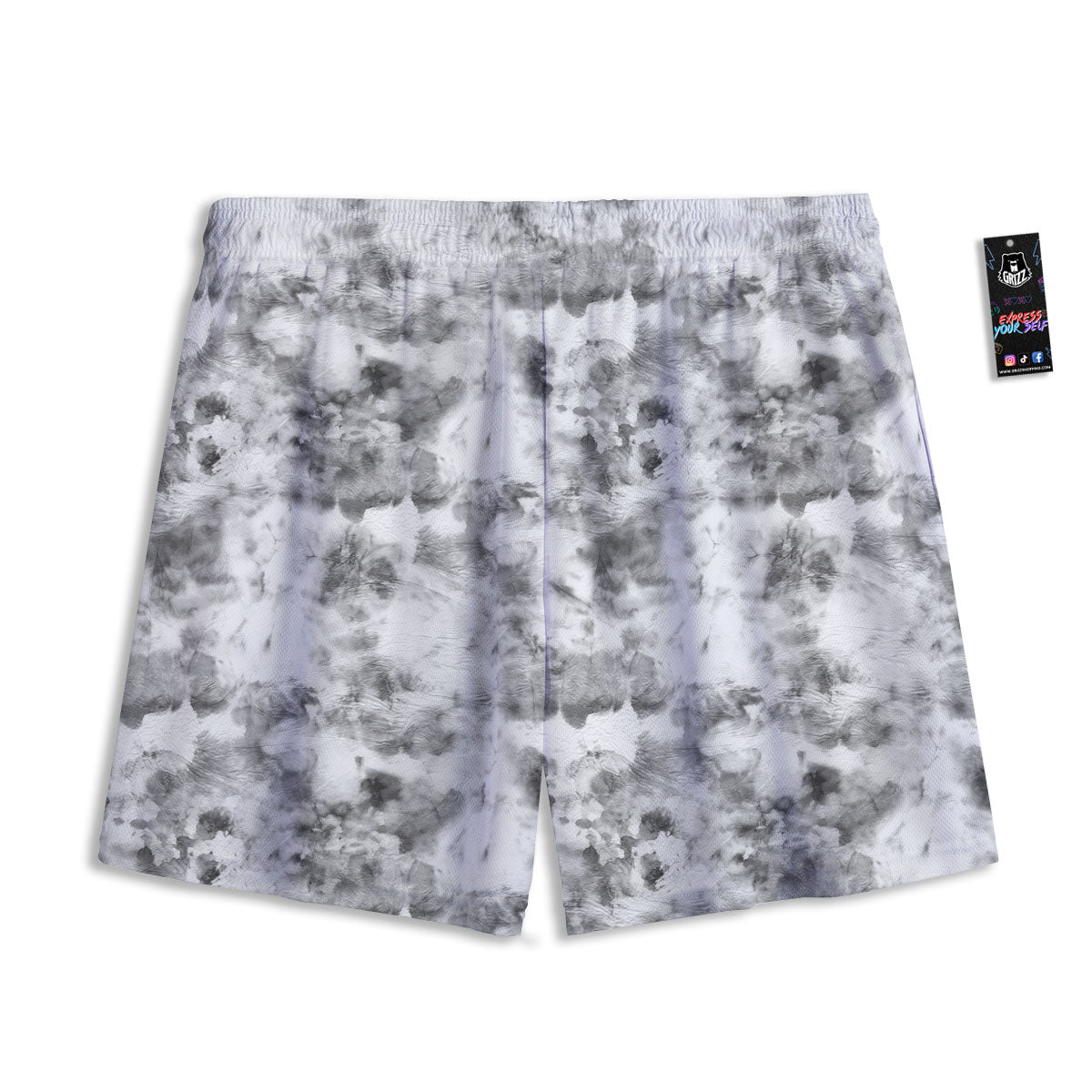 Grey Smoke Marble Print Pattern Mesh Shorts