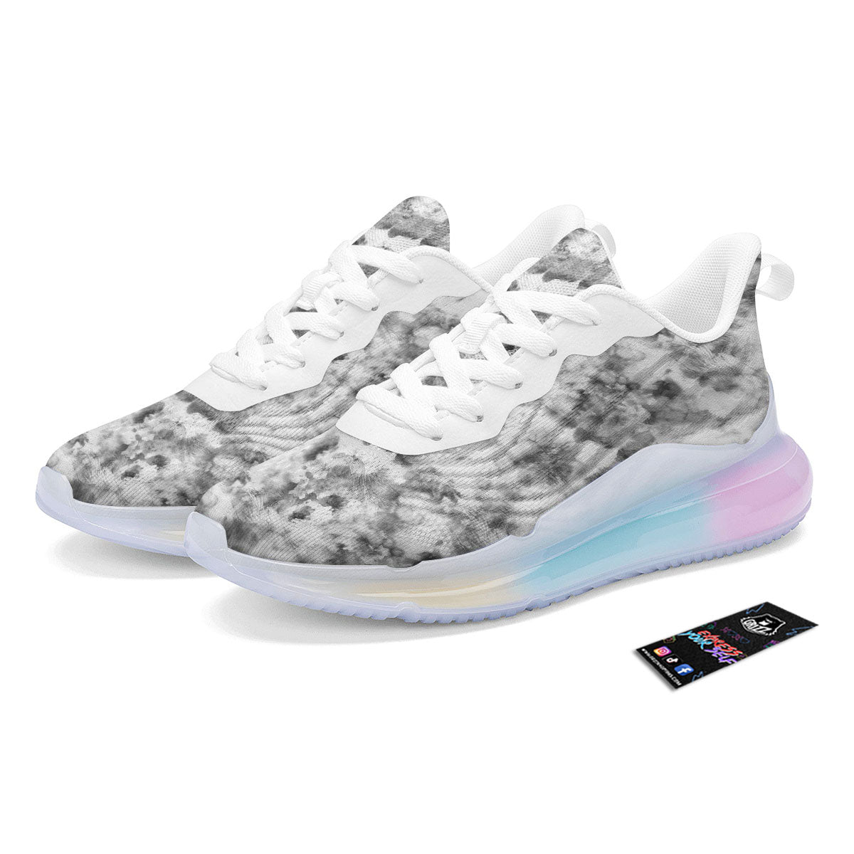 Grey Smoke Marble Print Pattern Running Sneakers-grizzshop