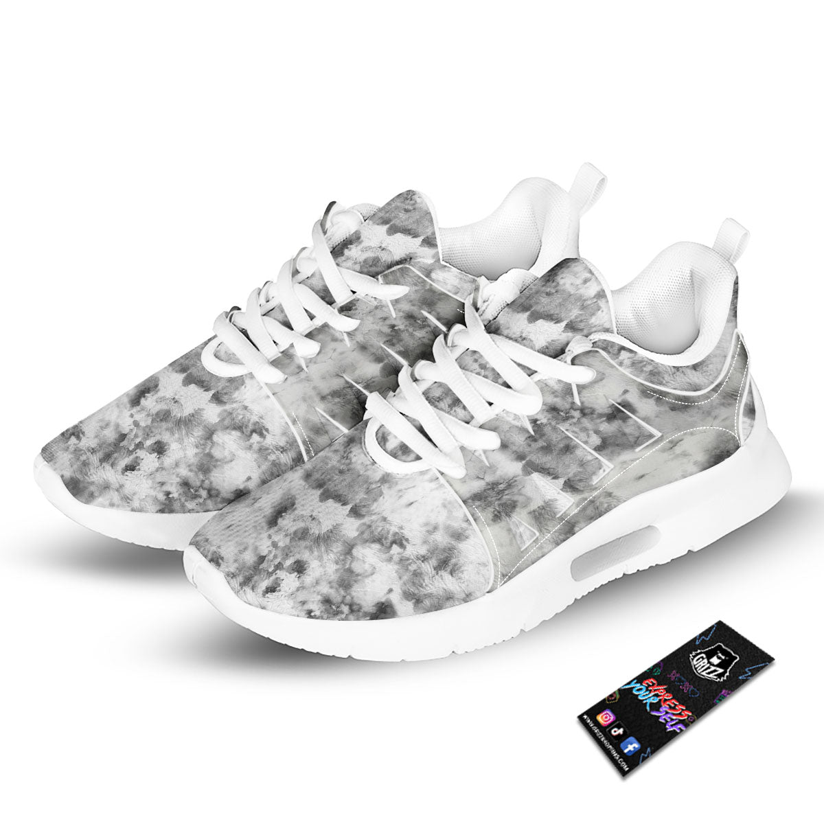 Grey Smoke Marble Print Pattern Tennis Shoes-grizzshop