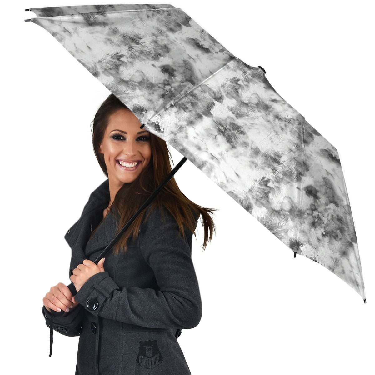 Grey Smoke Marble Print Pattern Umbrella-grizzshop