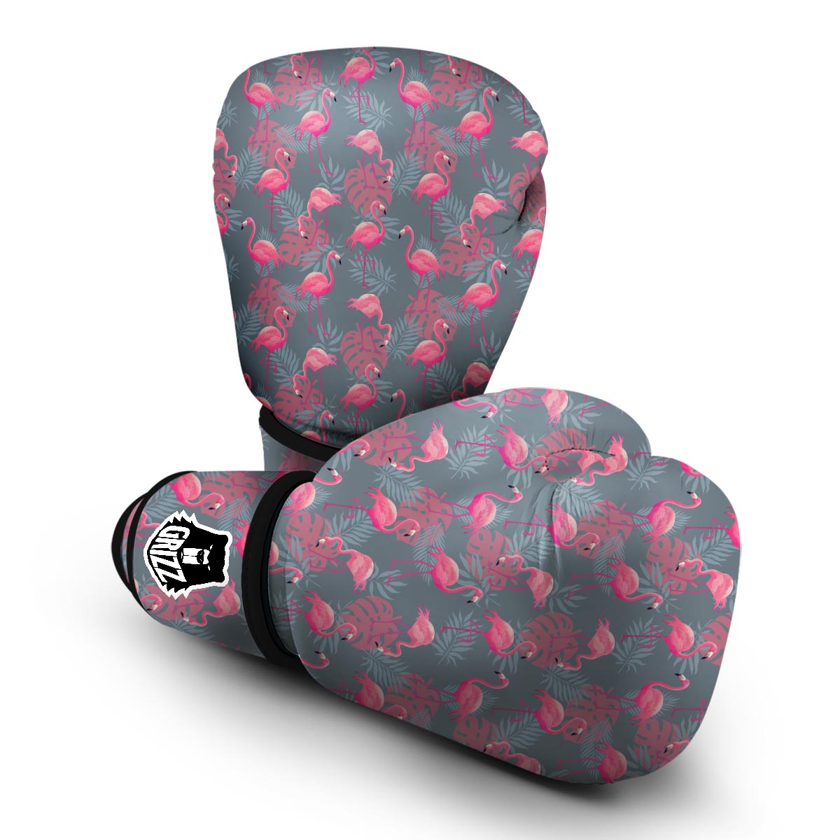 Grey Tropical Flamingo Boxing Gloves-grizzshop