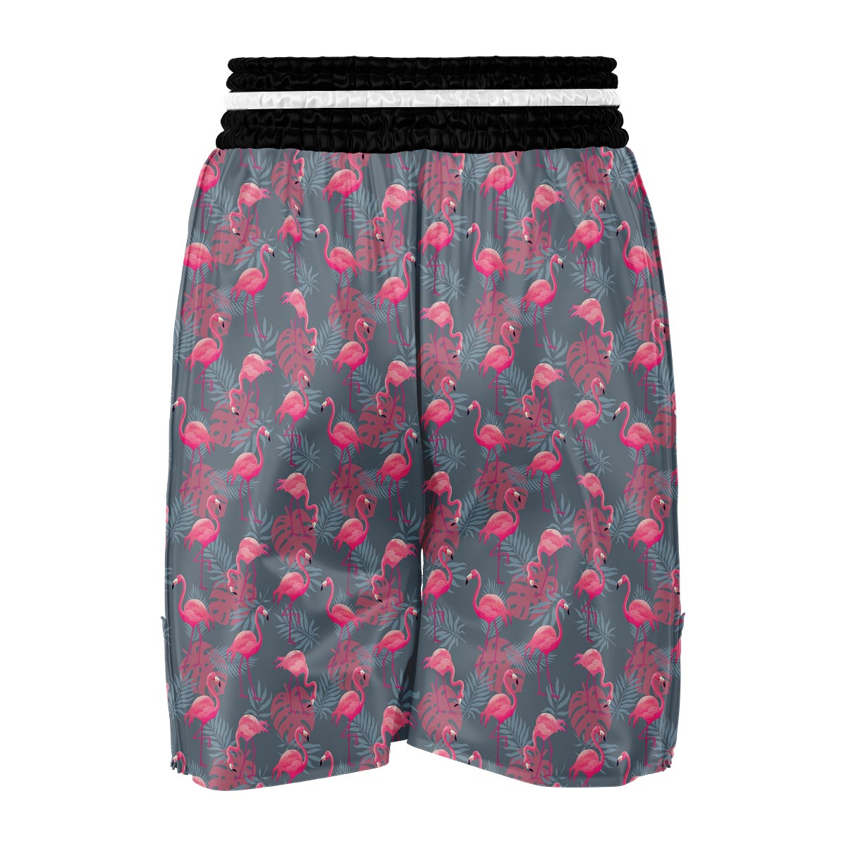 Grey Tropical Flamingo Boxing Shorts-grizzshop