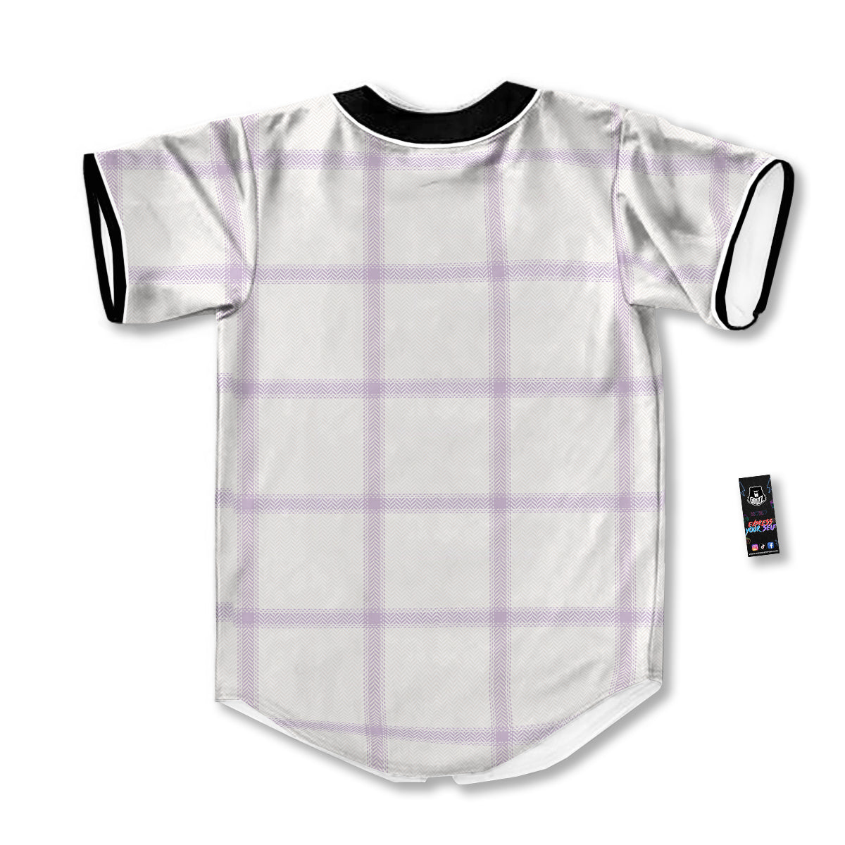 Grey White And Purple Tattersall Print Pattern Baseball Jersey-grizzshop