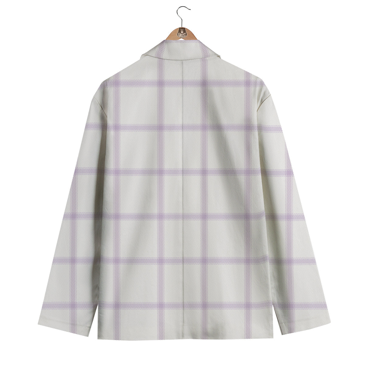Grey White And Purple Tattersall Print Pattern Men's Blazer-grizzshop