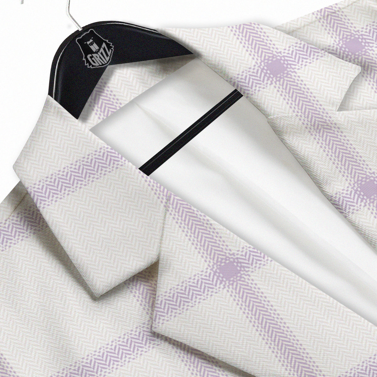 Grey White And Purple Tattersall Print Pattern Men's Sport Coat-grizzshop