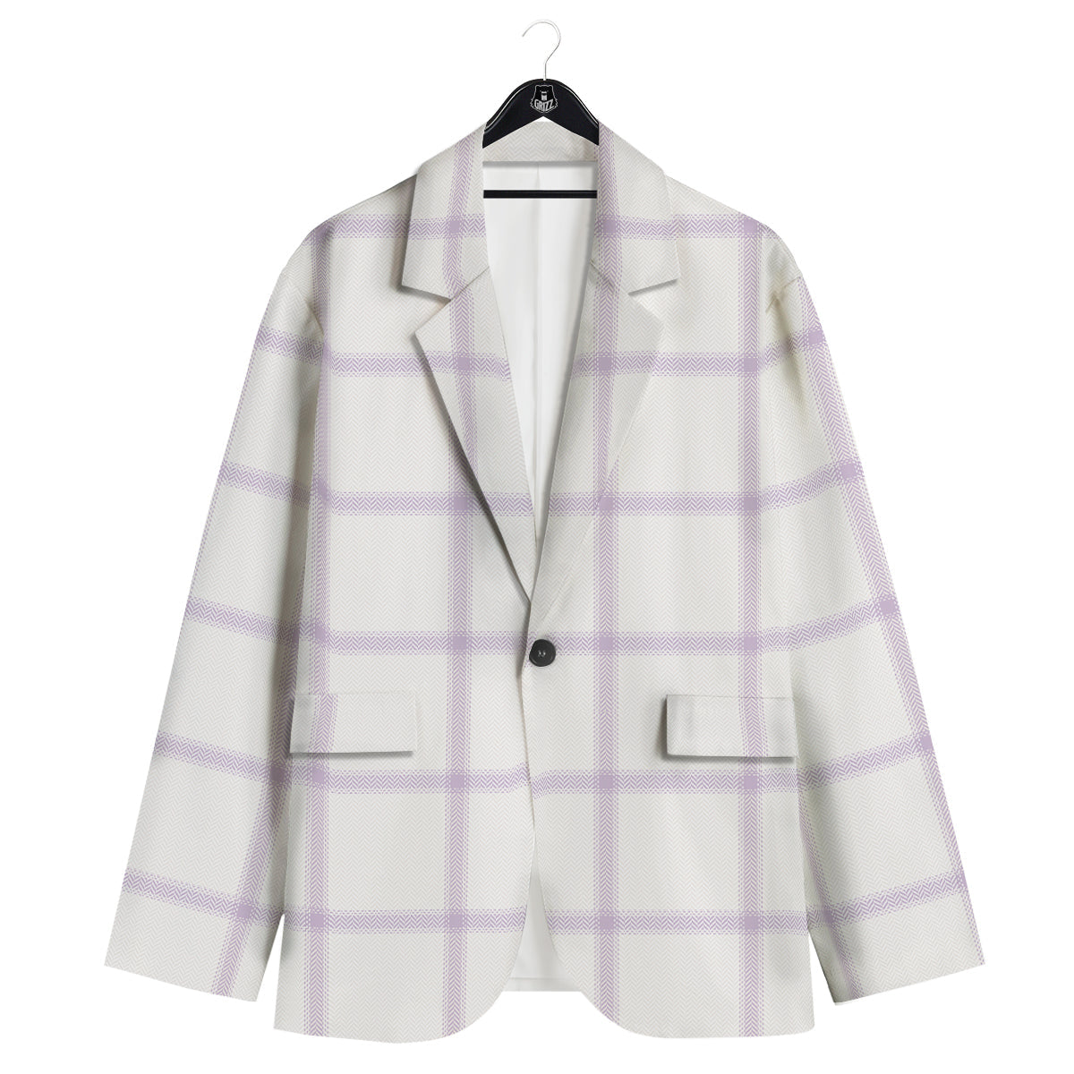 Grey White And Purple Tattersall Print Pattern Men's Sport Coat-grizzshop