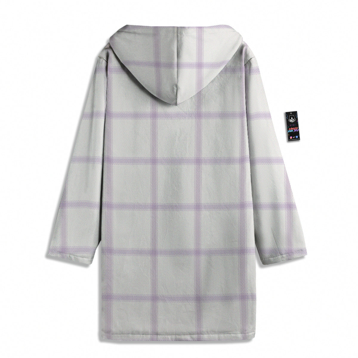 Grey White And Purple Tattersall Print Pattern Men's Windbreaker Jacket-grizzshop