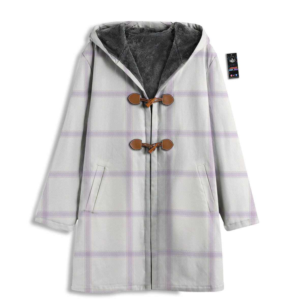 Grey White And Purple Tattersall Print Pattern Men's Windbreaker Jacket-grizzshop