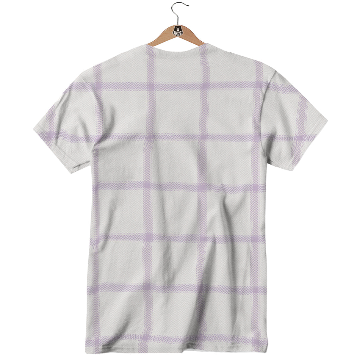 Grey White And Purple Tattersall Print Pattern T-Shirt-grizzshop