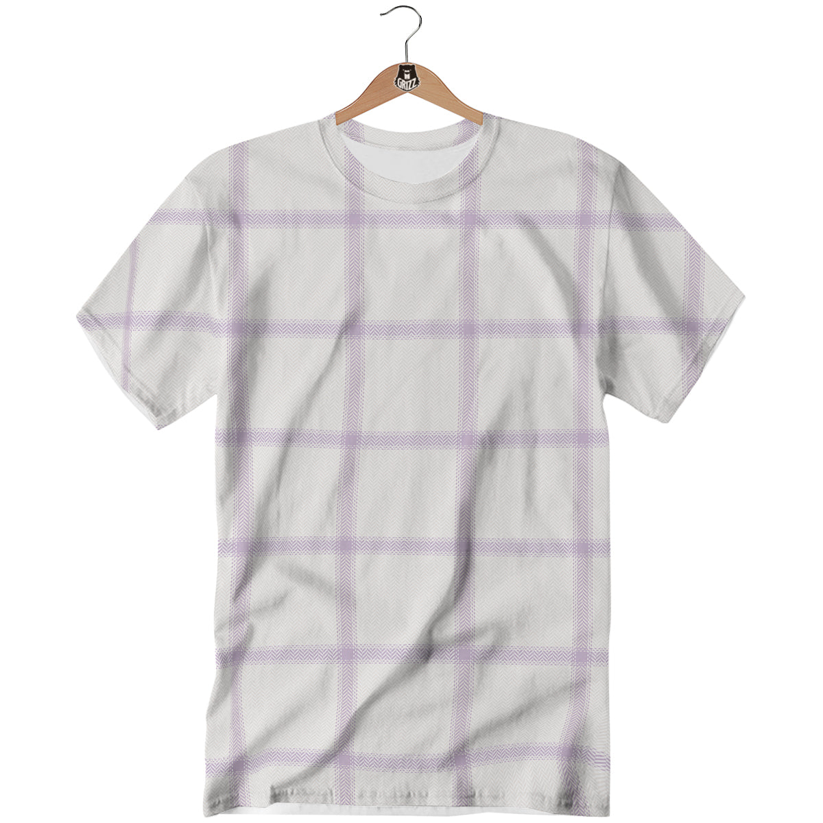 Grey White And Purple Tattersall Print Pattern T-Shirt-grizzshop