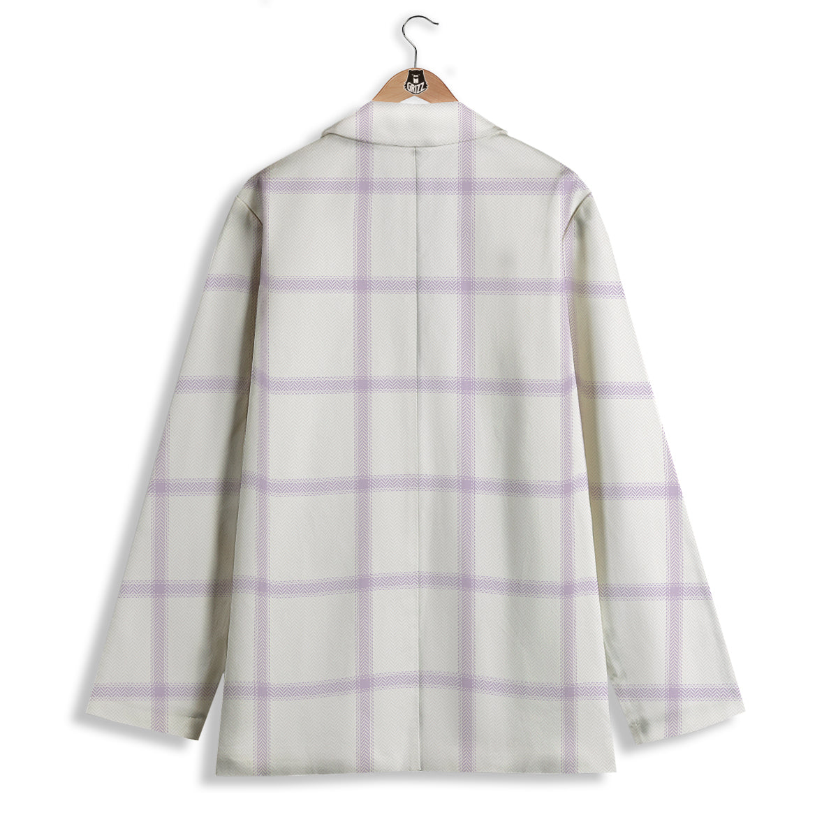 Grey White And Purple Tattersall Print Pattern Women's Blazer-grizzshop