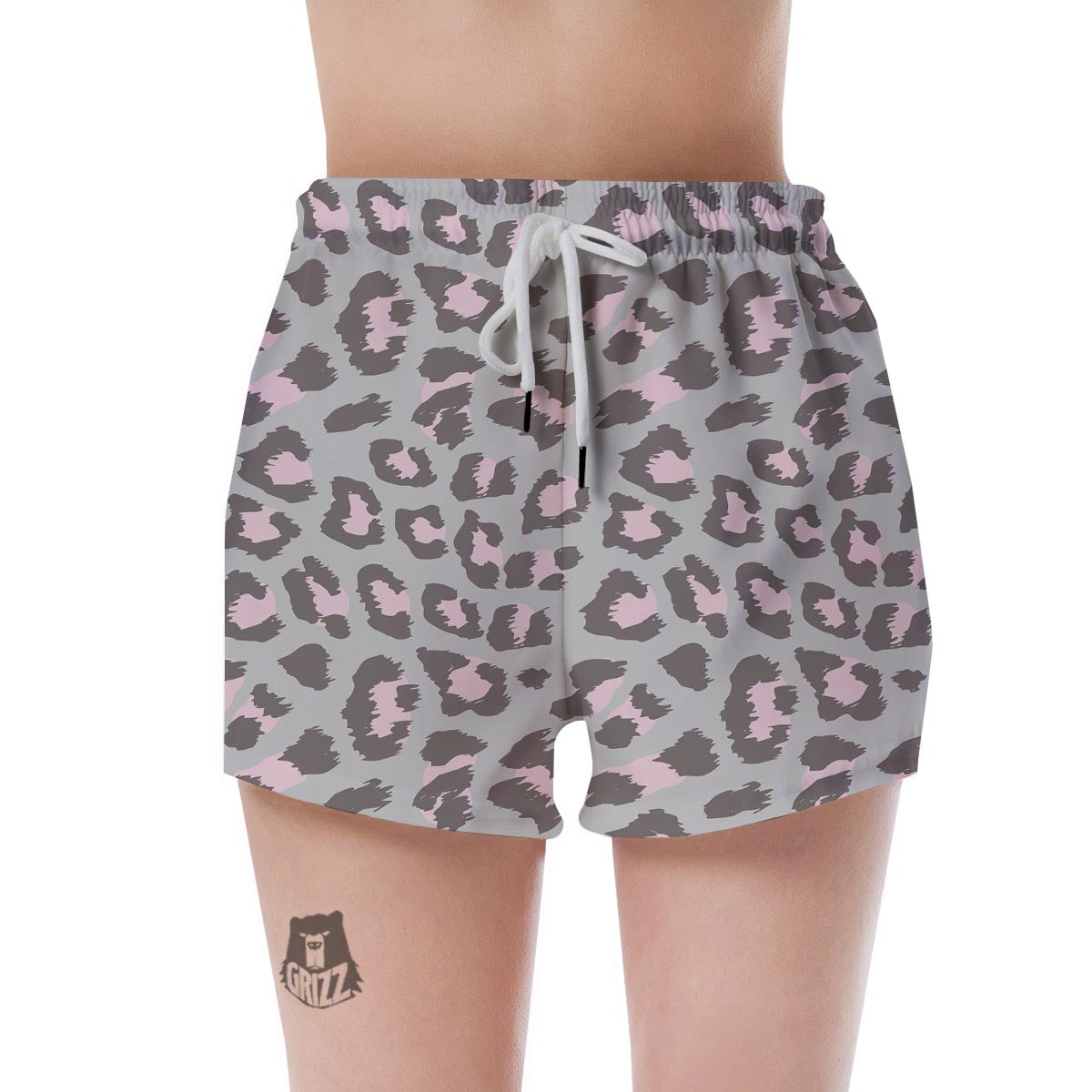 Grey and Pink Leopard Women's Shorts-grizzshop