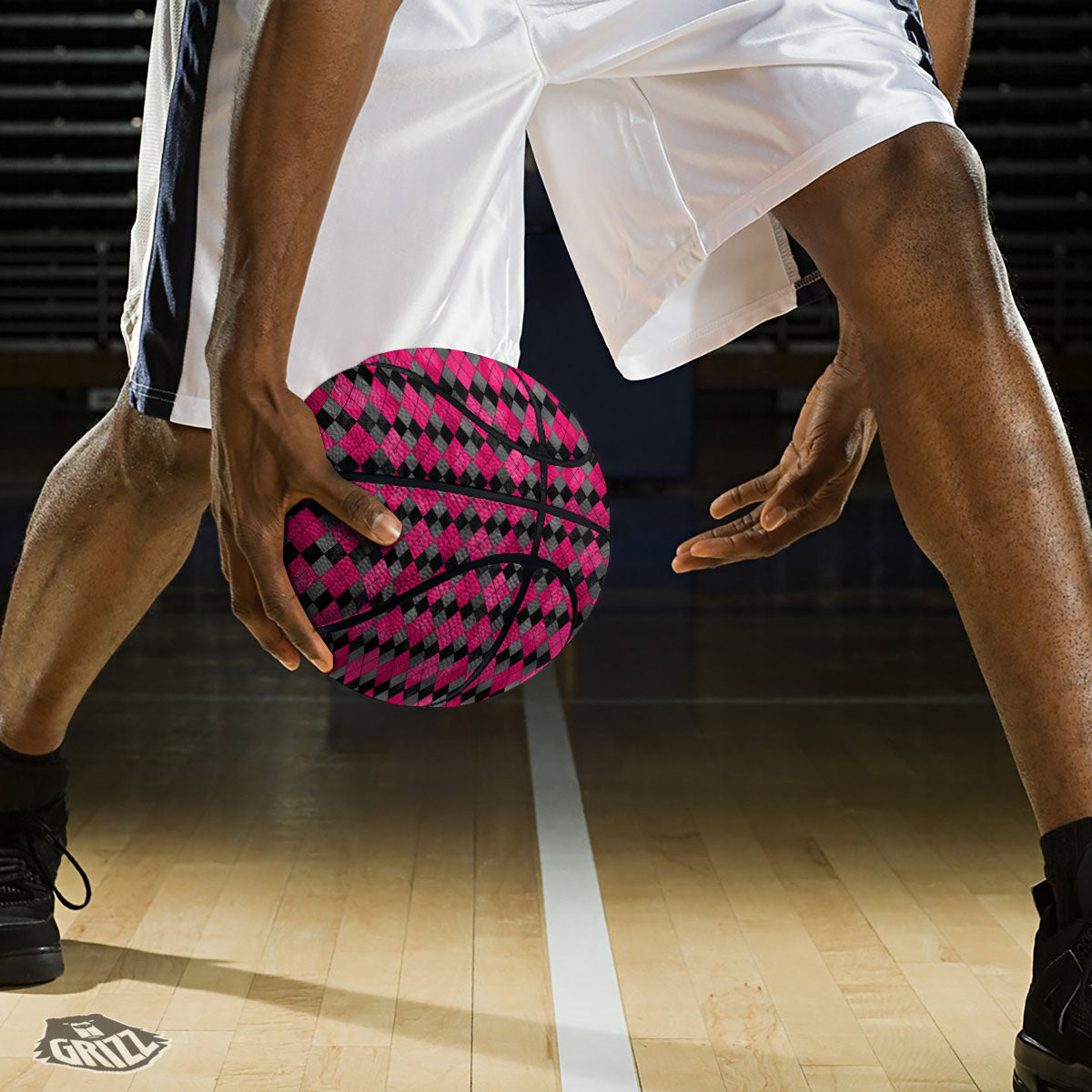Grey Black And Purple Argyle Print Basketball
