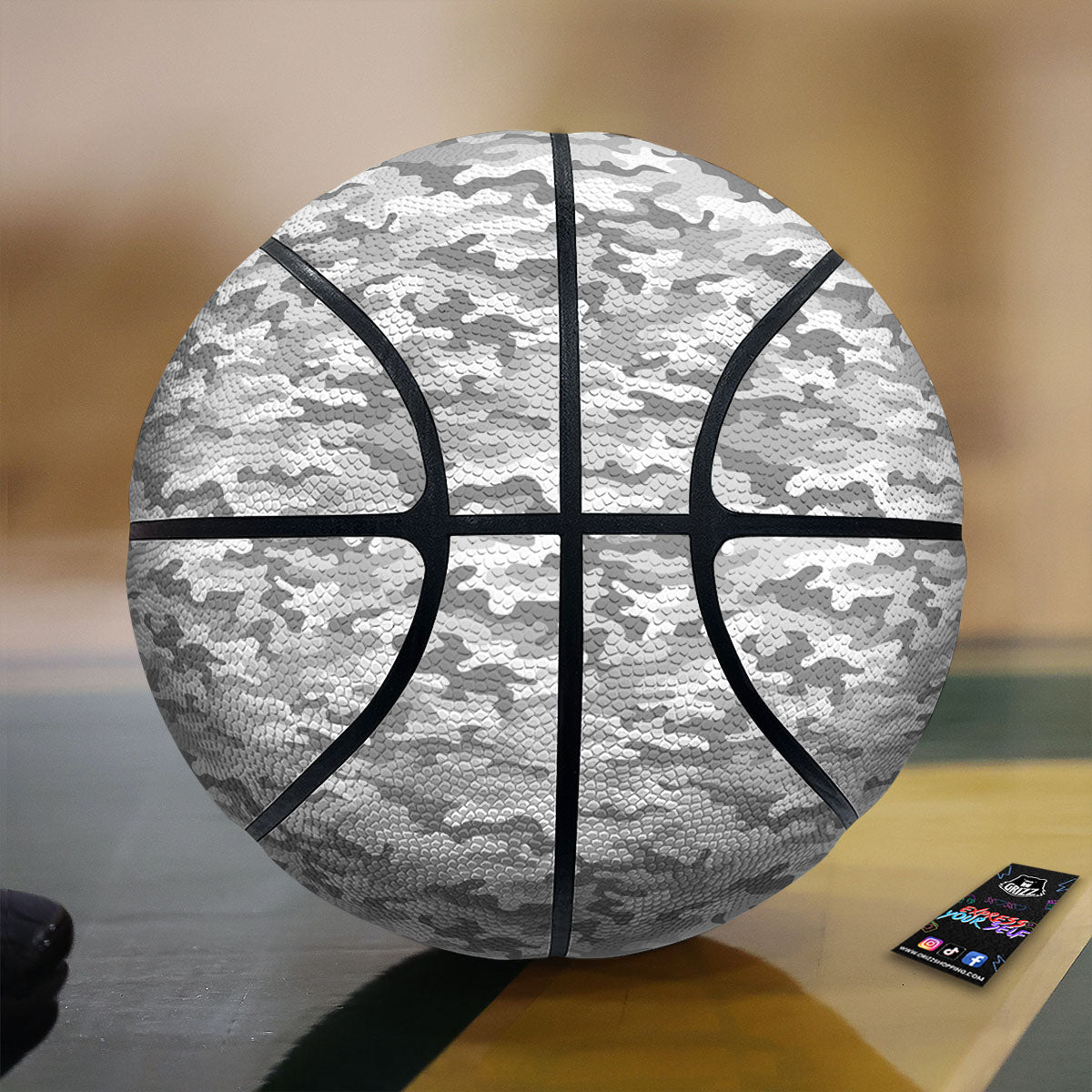 Grey Camouflage Print Pattern Basketball