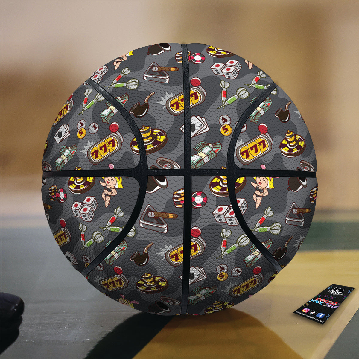 Grey Cute Casino Print Pattern Basketball