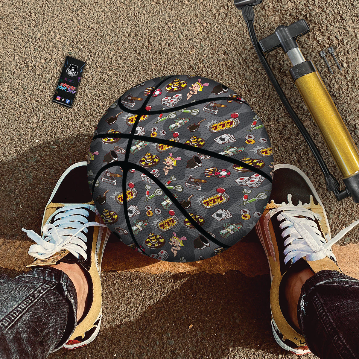 Grey Cute Casino Print Pattern Basketball