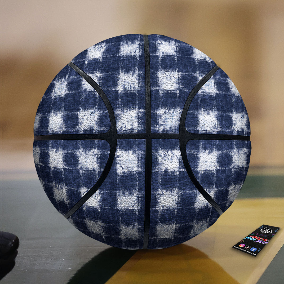 Grid Shibori Print Pattern Basketball-grizzshop