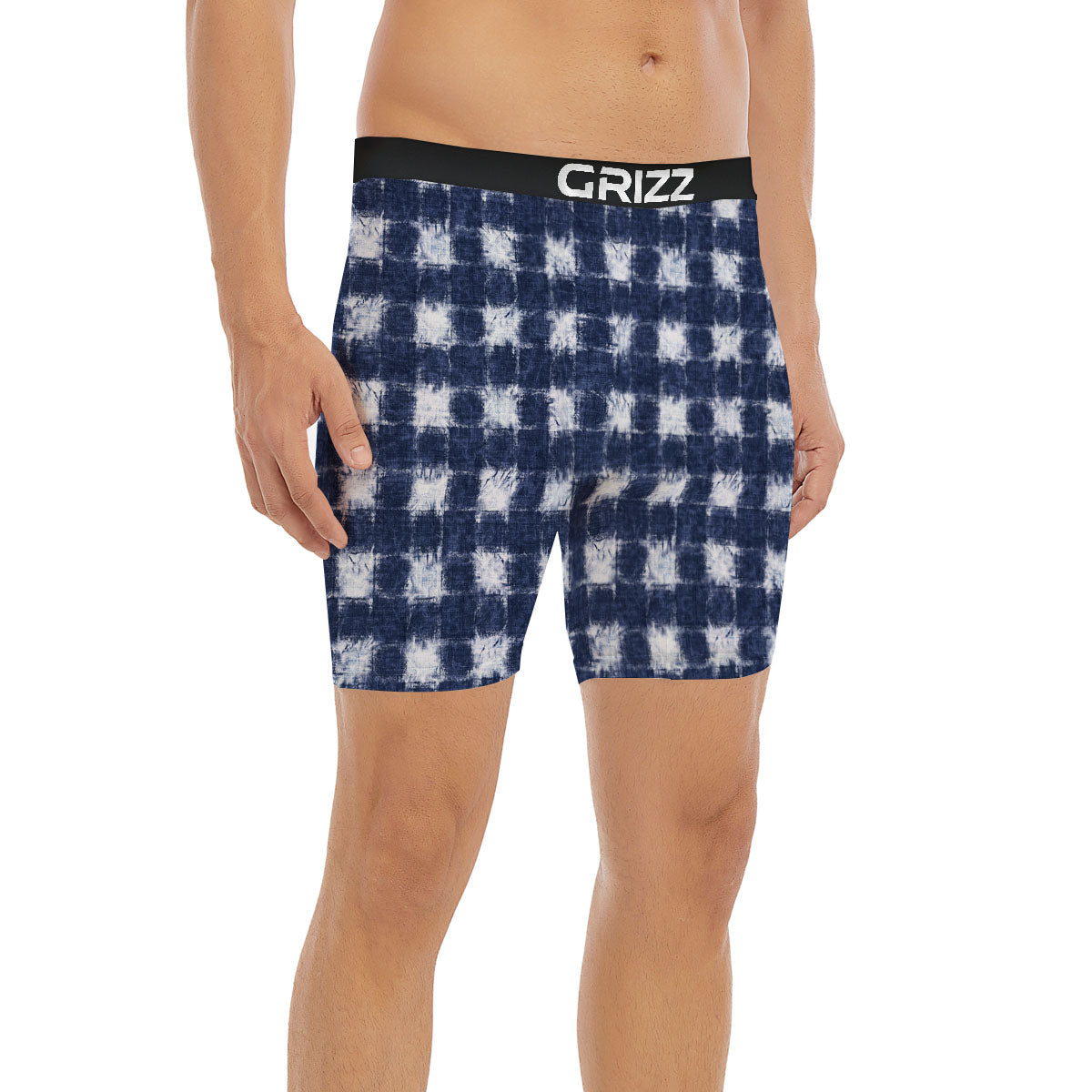 Grid Shibori Print Pattern Boxer Briefs-grizzshop
