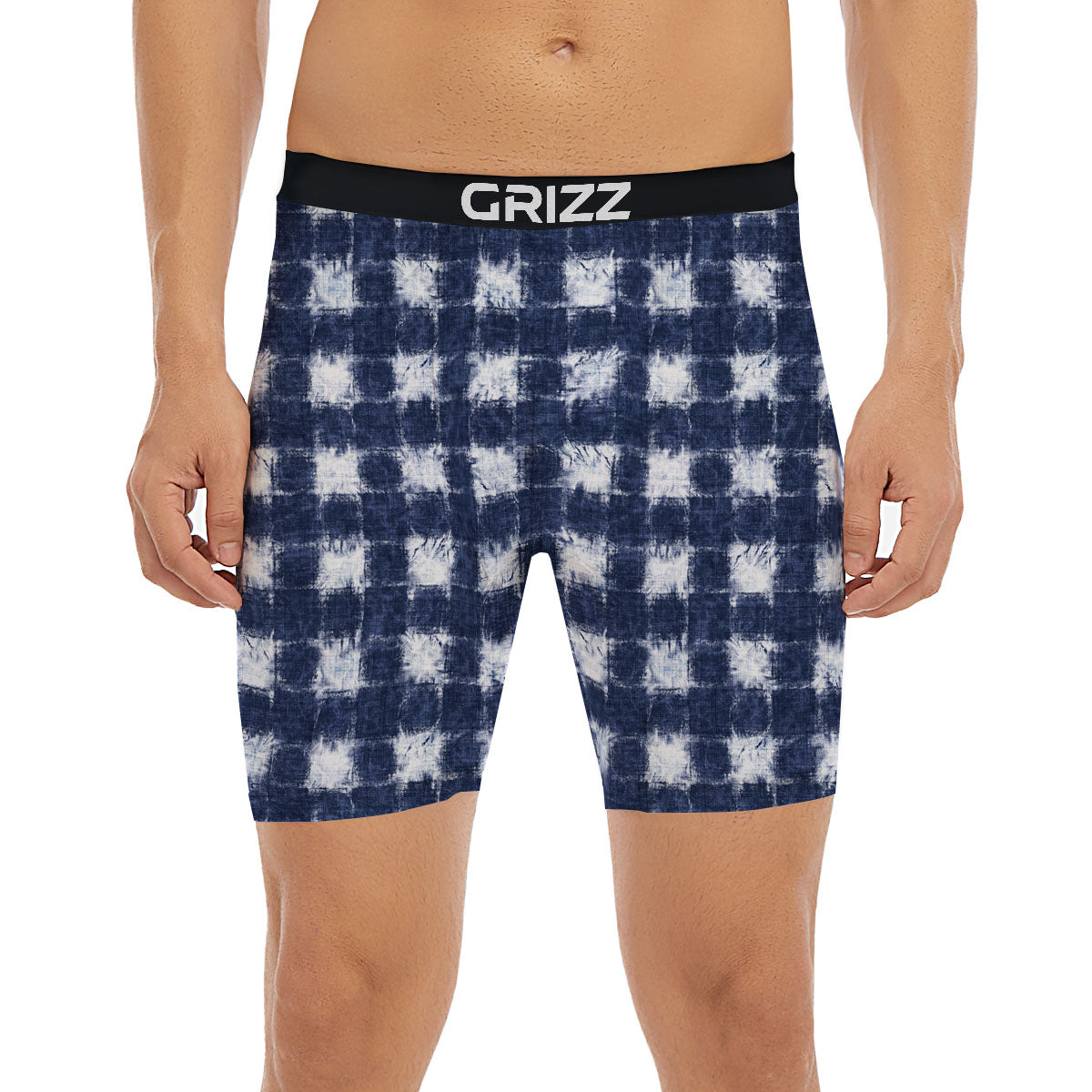 Grid Shibori Print Pattern Boxer Briefs-grizzshop