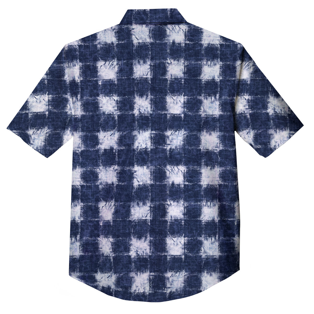 Grid Shibori Print Pattern Button Up Shirt-grizzshop