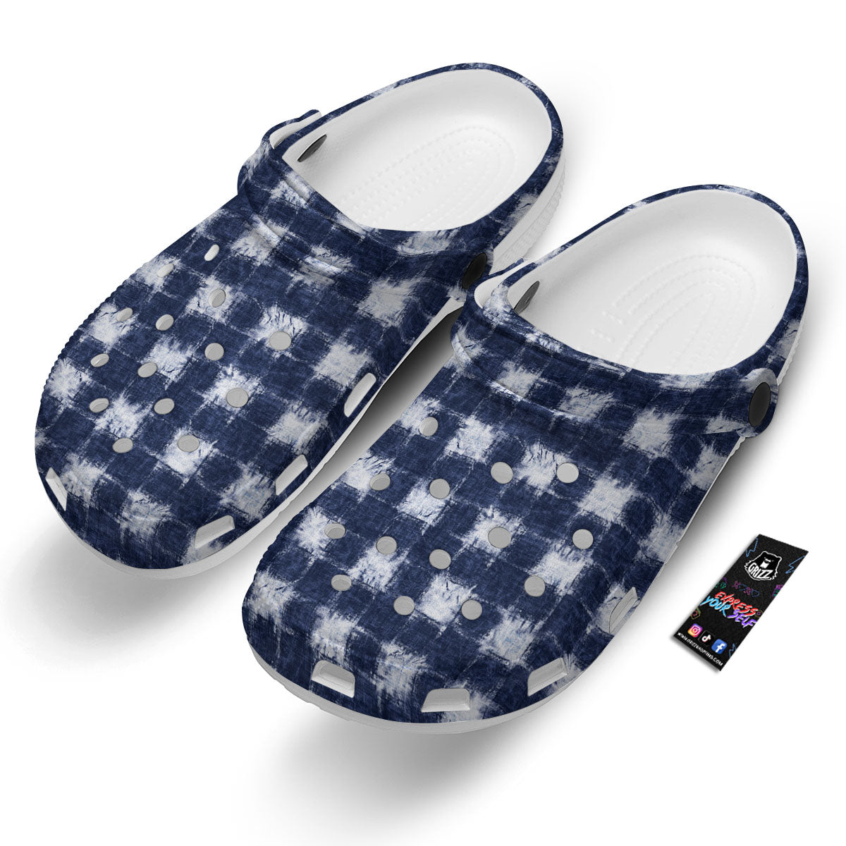Grid Shibori Print Pattern Clog-grizzshop