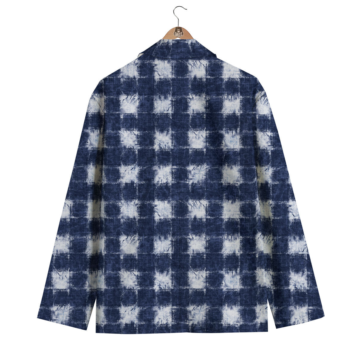 Grid Shibori Print Pattern Men's Blazer-grizzshop