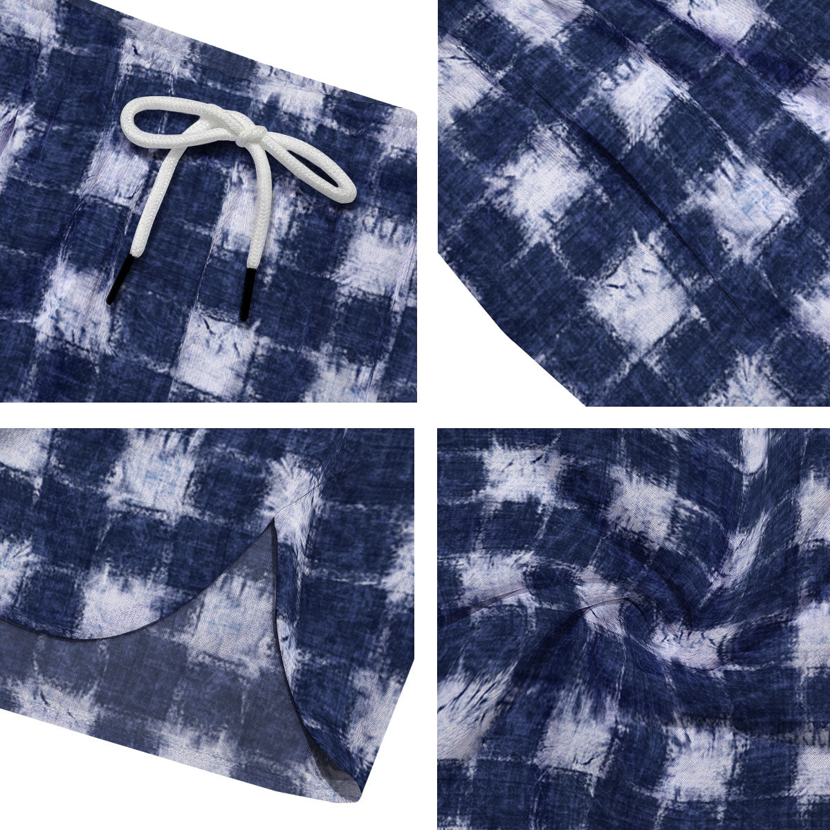 Grid Shibori Print Pattern Men's Running Shorts-grizzshop