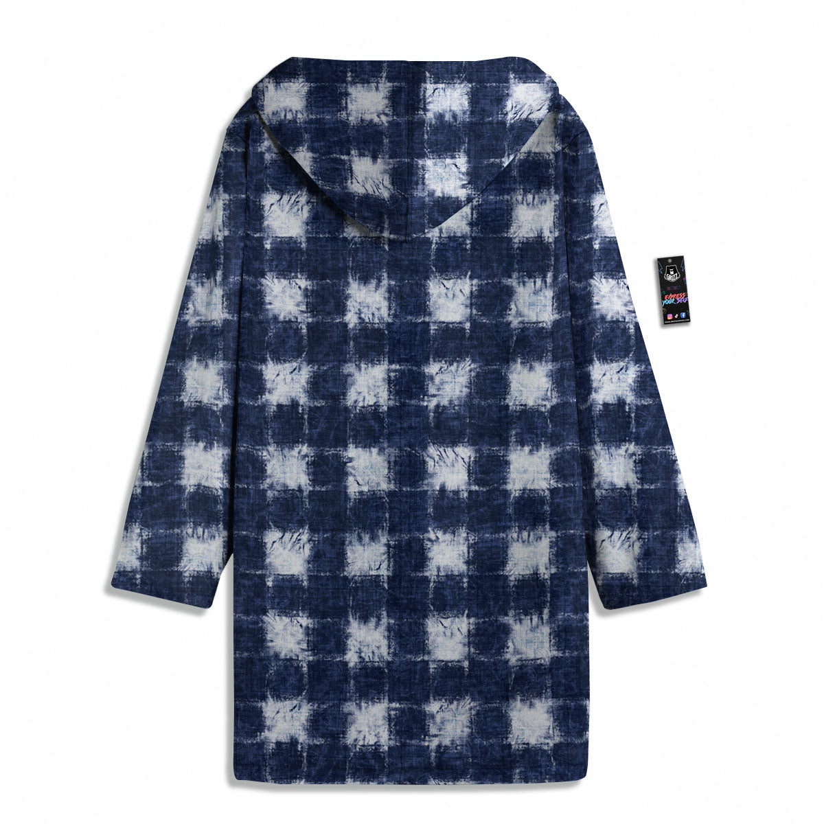 Grid Shibori Print Pattern Men's Windbreaker Jacket-grizzshop