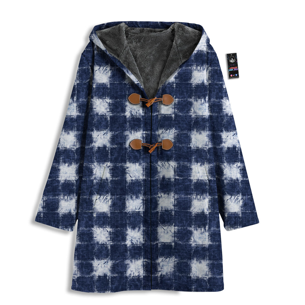 Grid Shibori Print Pattern Men's Windbreaker Jacket-grizzshop