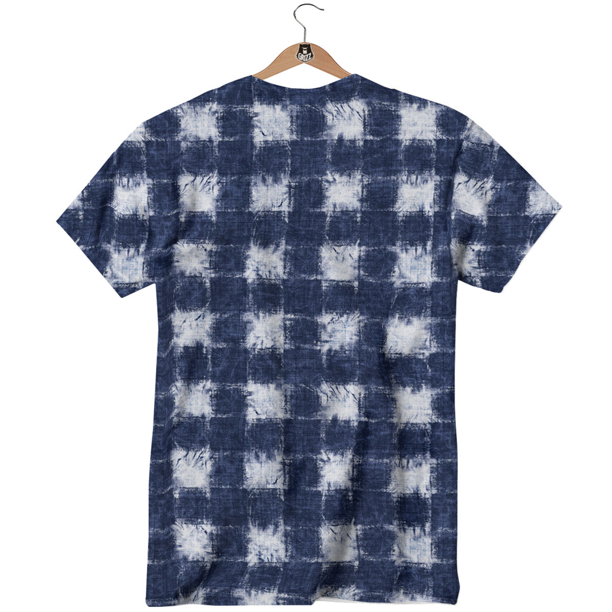 Grid Shibori Print Pattern T-Shirt-grizzshop