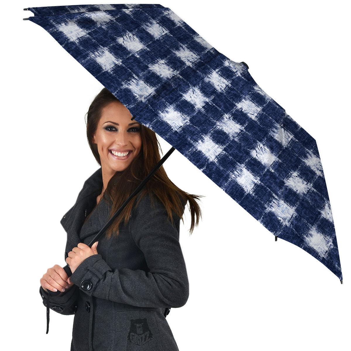 Grid Shibori Print Pattern Umbrella-grizzshop