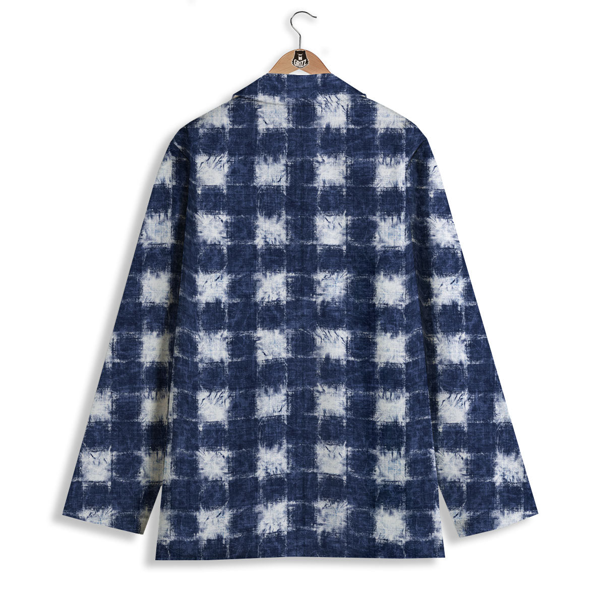 Grid Shibori Print Pattern Women's Blazer-grizzshop