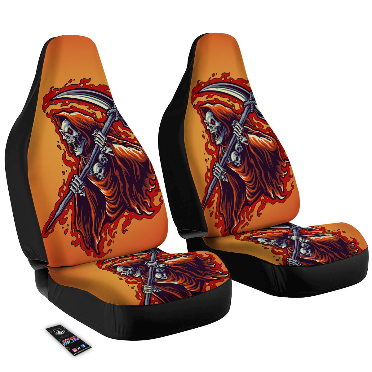 Grim Reaper And Fire Print Car Seat Covers-grizzshop