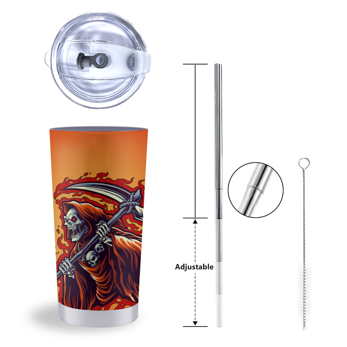 Grim Reaper And Fire Print Tumbler-grizzshop