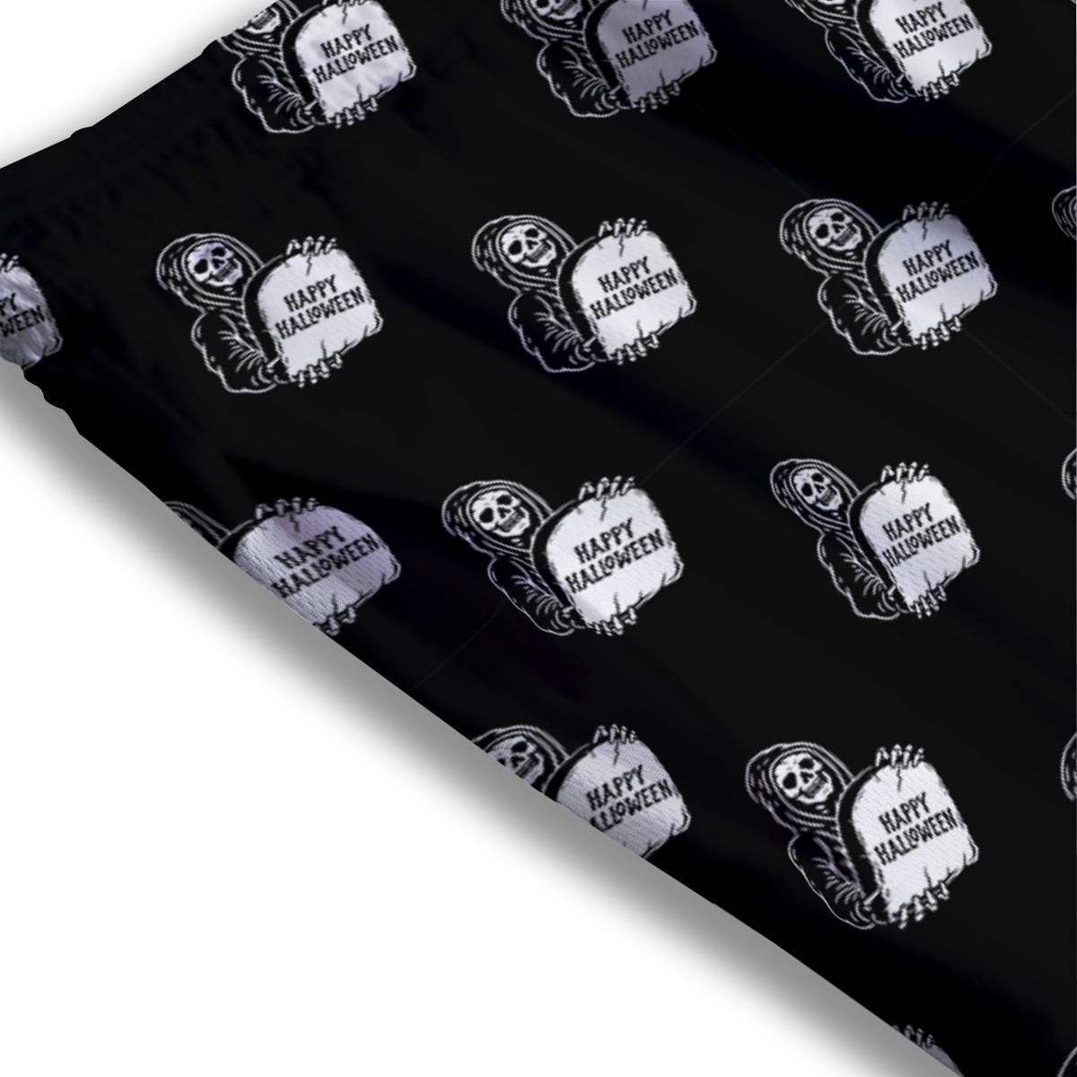Grim Reaper Halloween Print Pattern Mesh Shorts