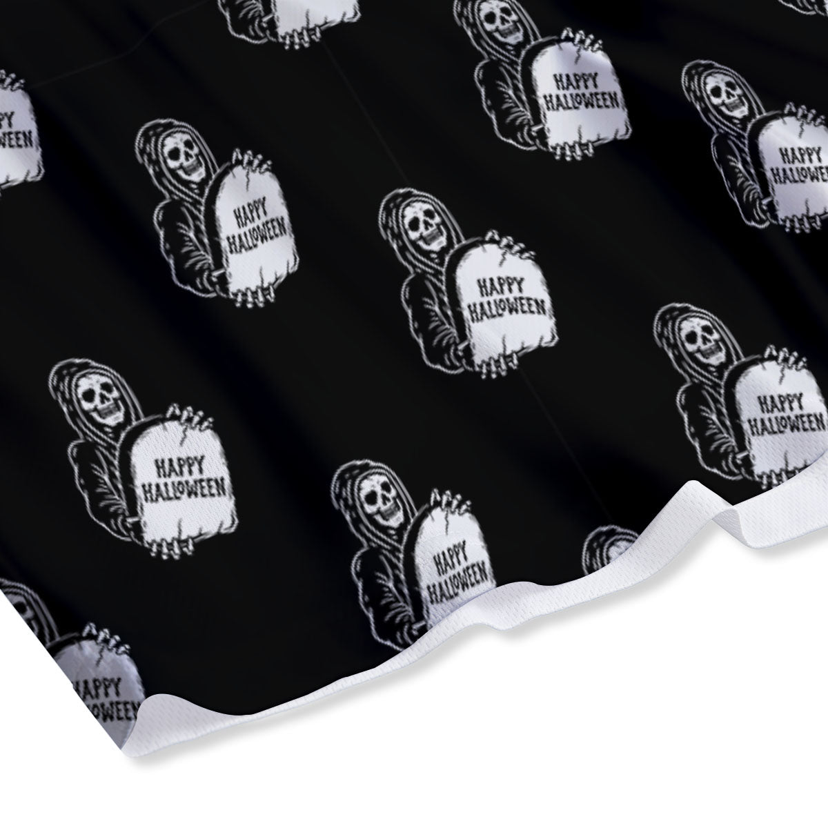 Grim Reaper Halloween Print Pattern Mesh Shorts