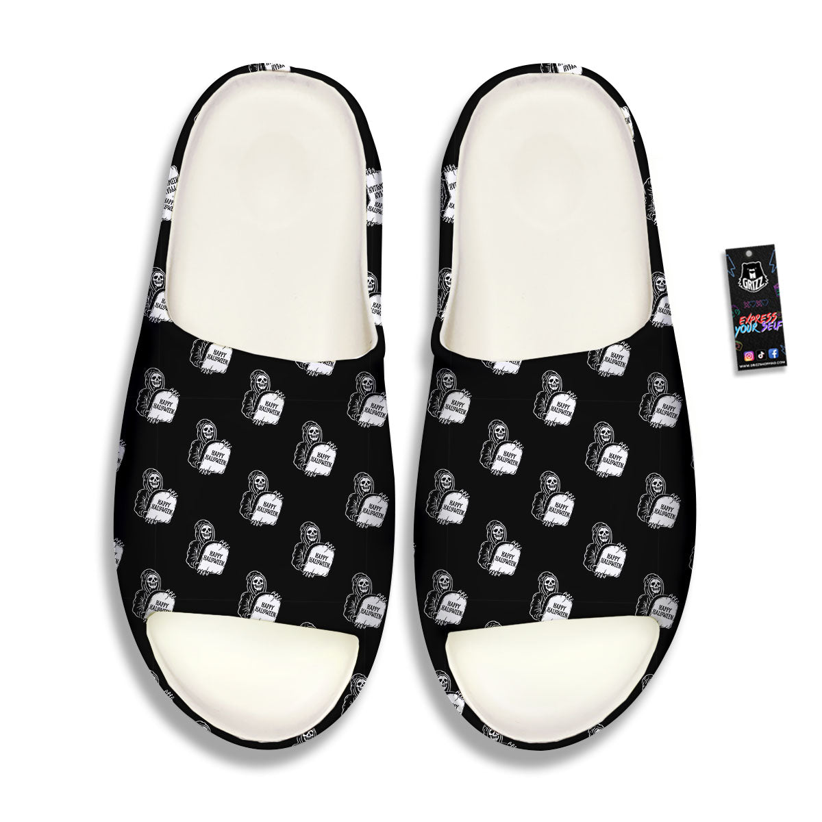 Grim Reaper Halloween Print Pattern Sandals-grizzshop