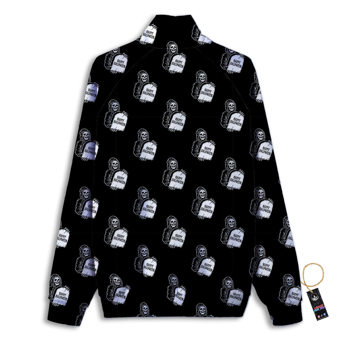 Grim Reaper Halloween Print Pattern Track Jacket-grizzshop