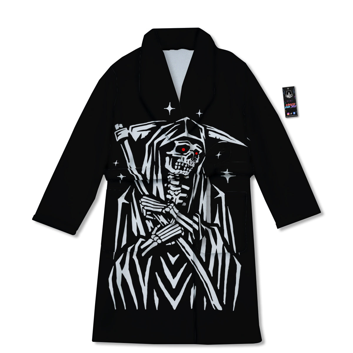 Grim Reaper Sad Print Bathrobe-grizzshop
