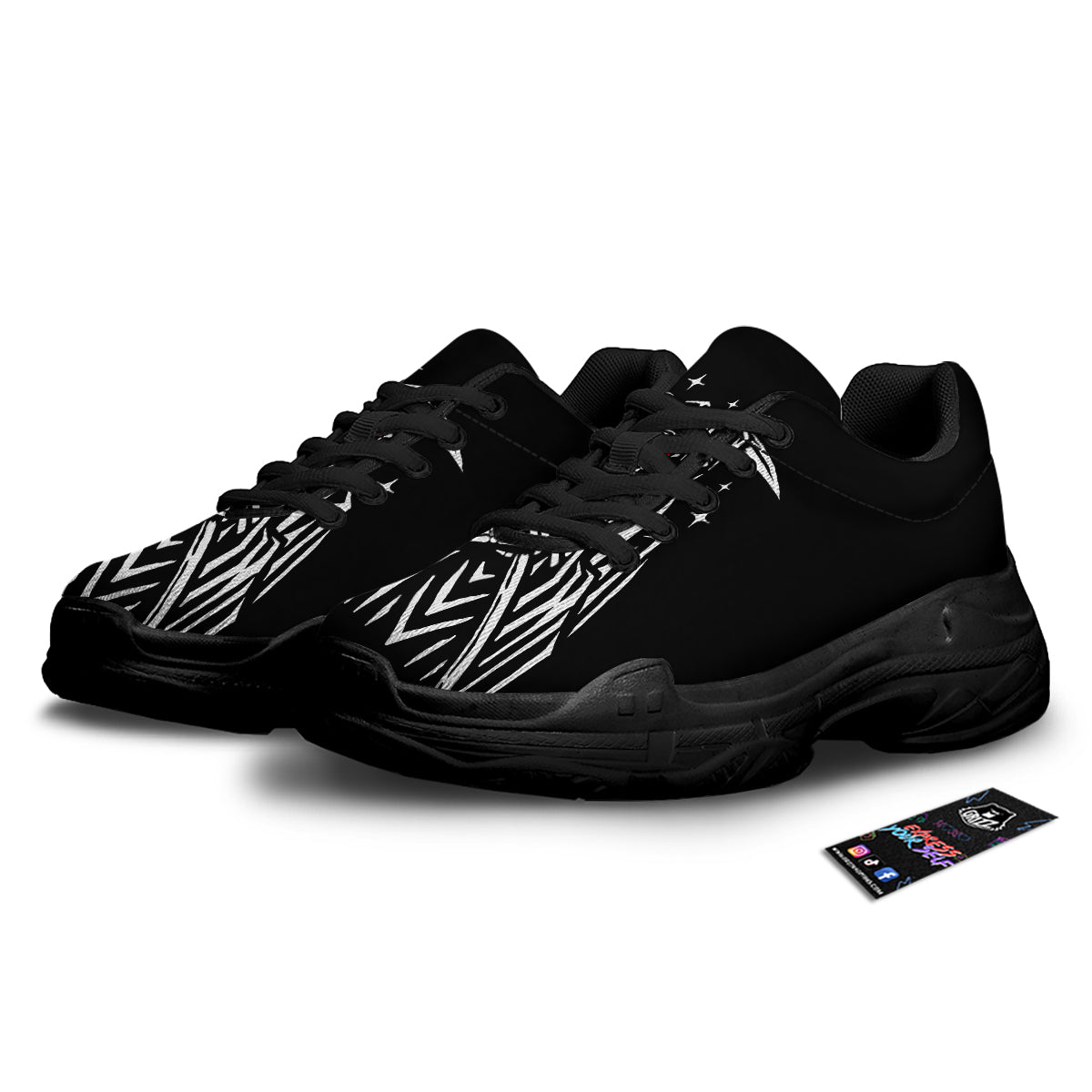 Grim Reaper Sad Print Black Chunky Shoes-grizzshop
