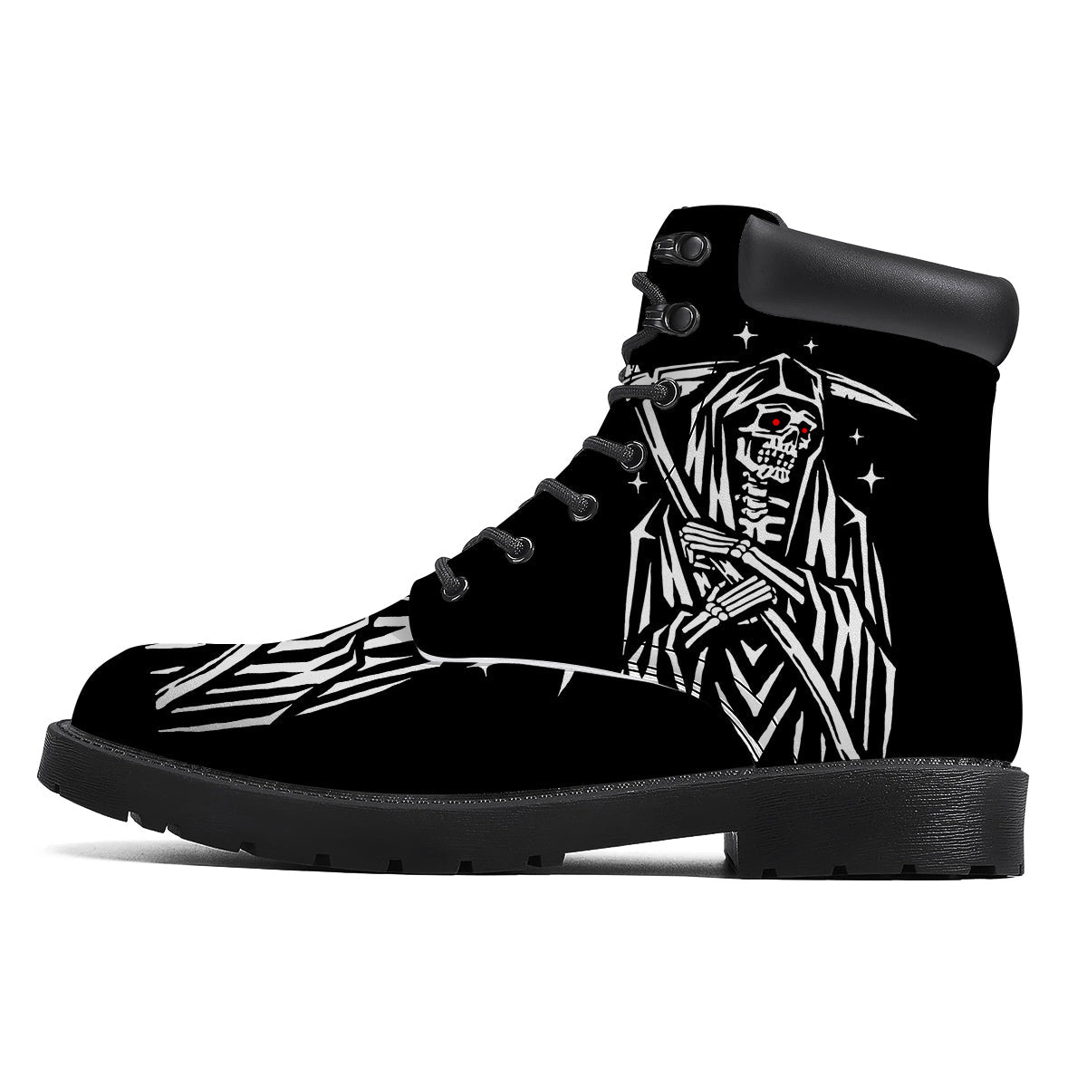 Grim Reaper Sad Print Boots-grizzshop