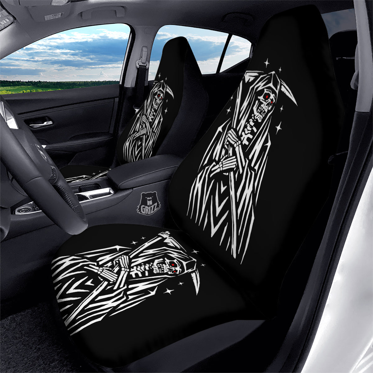 Grim Reaper Sad Print Car Seat Covers-grizzshop