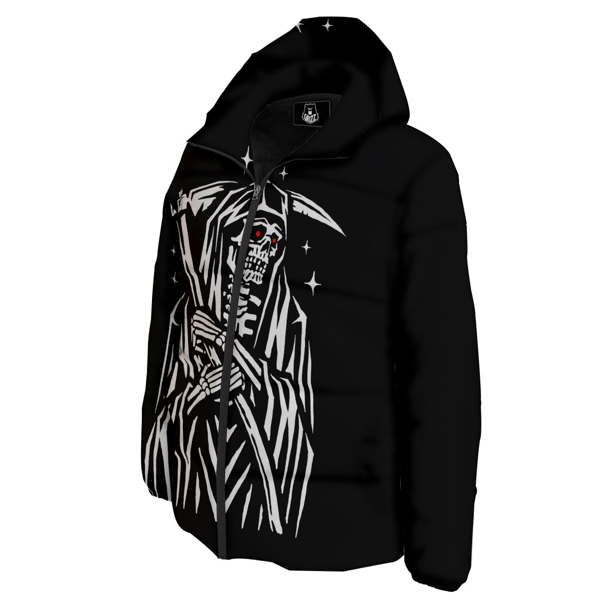 Grim Reaper Sad Print Down Jacket-grizzshop
