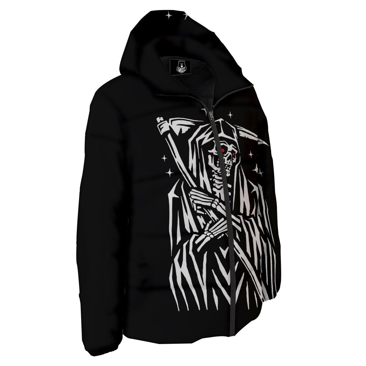 Grim Reaper Sad Print Down Jacket-grizzshop