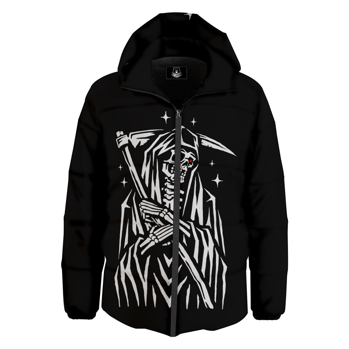 Grim Reaper Sad Print Down Jacket-grizzshop