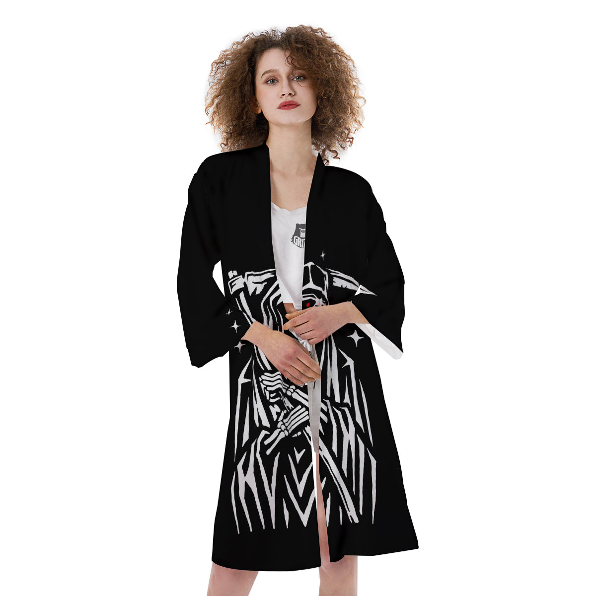 Grim Reaper Sad Print Kimono-grizzshop