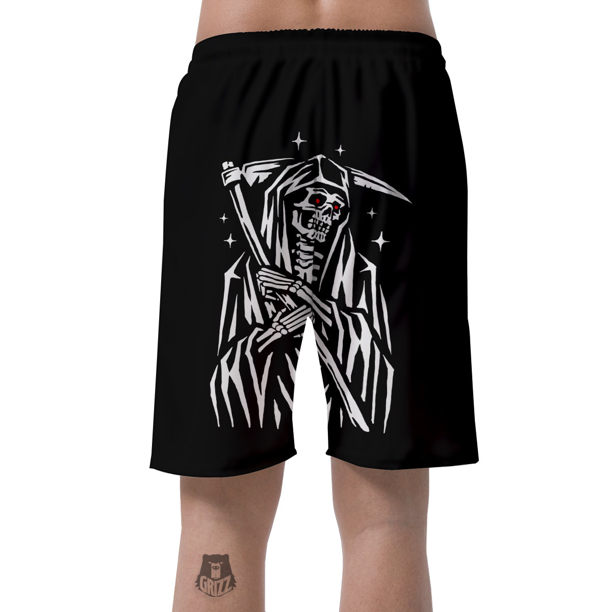 Grim Reaper Sad Print Men's Shorts-grizzshop