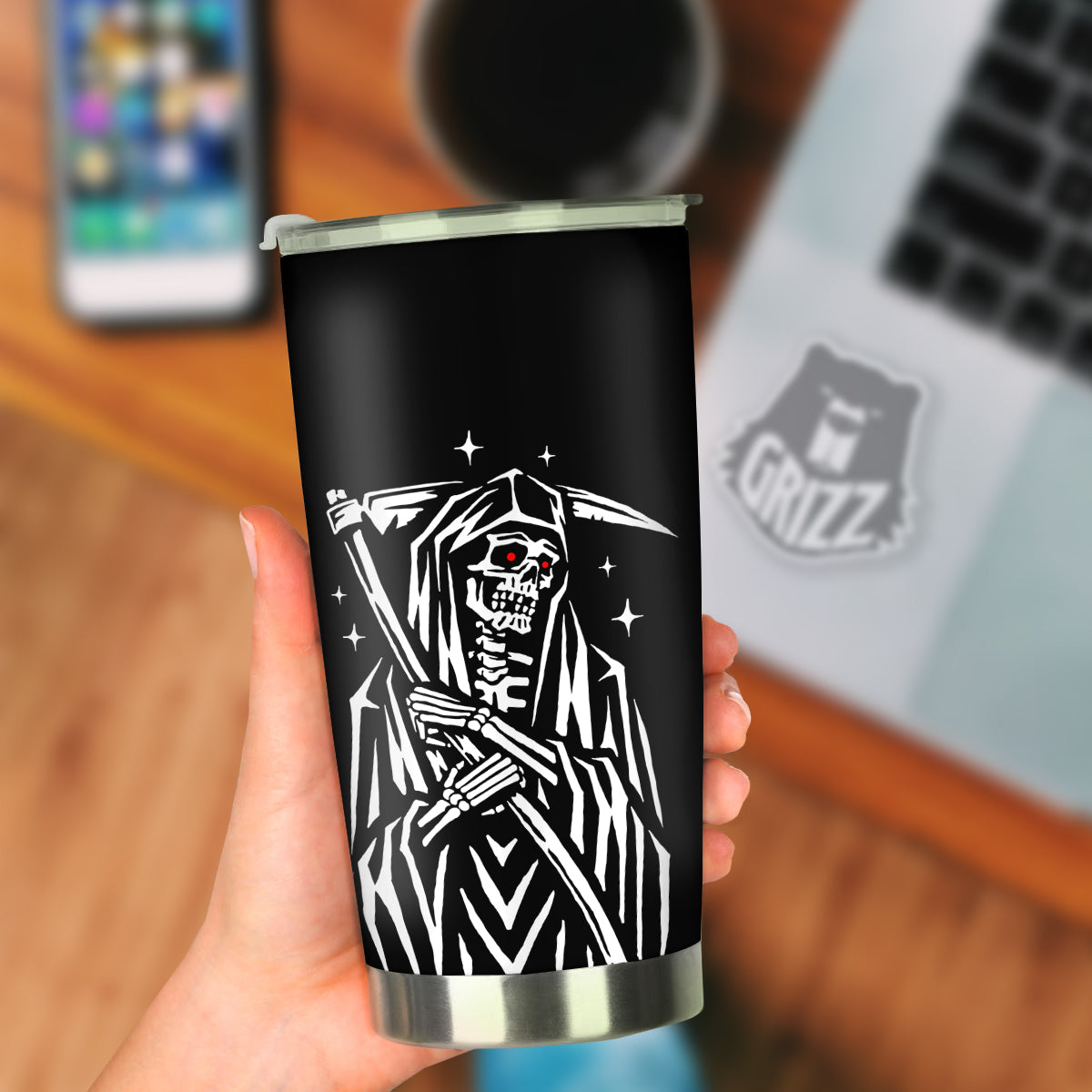 Grim Reaper Sad Print Tumbler-grizzshop