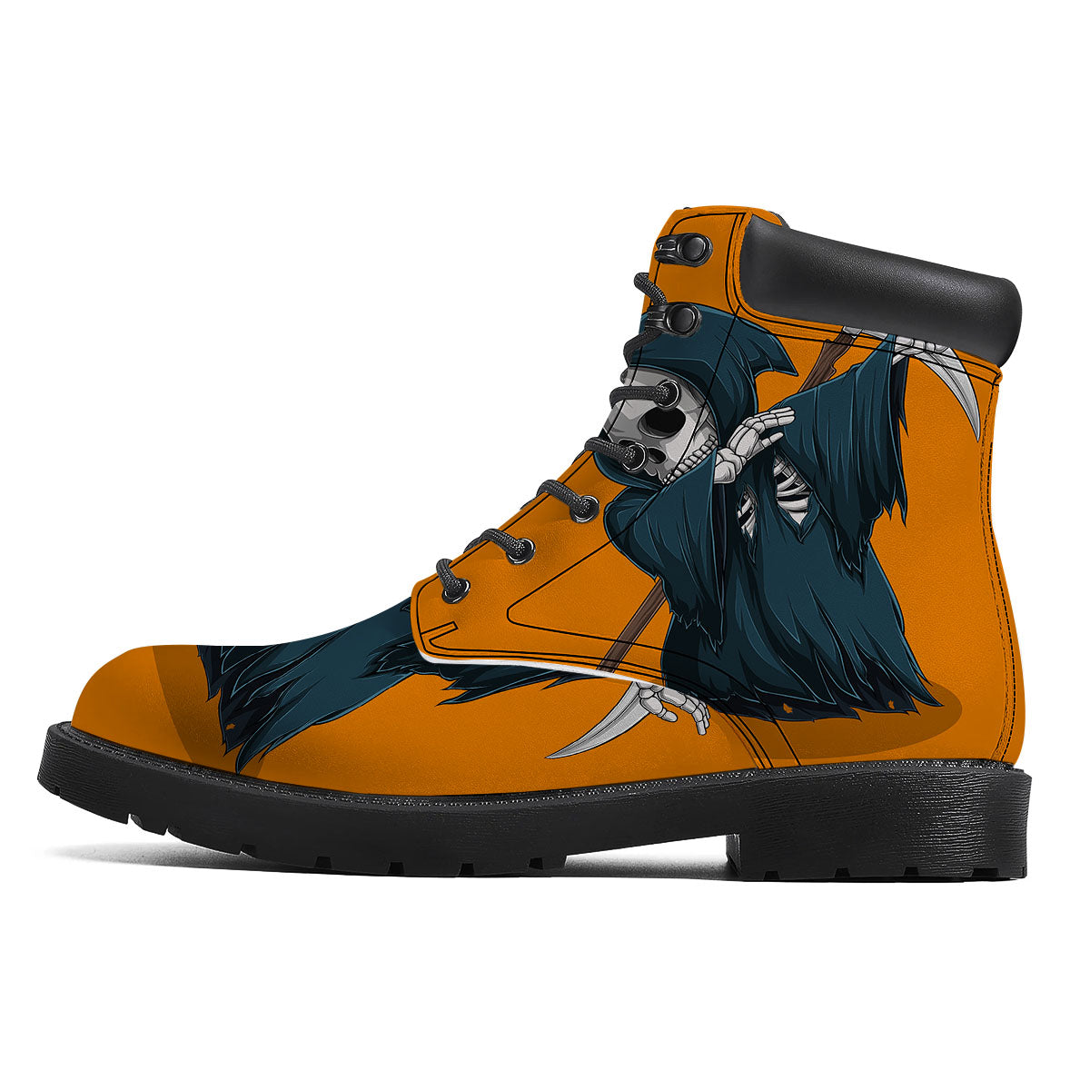 Grim Reaper Skeleton Dap Print Boots-grizzshop