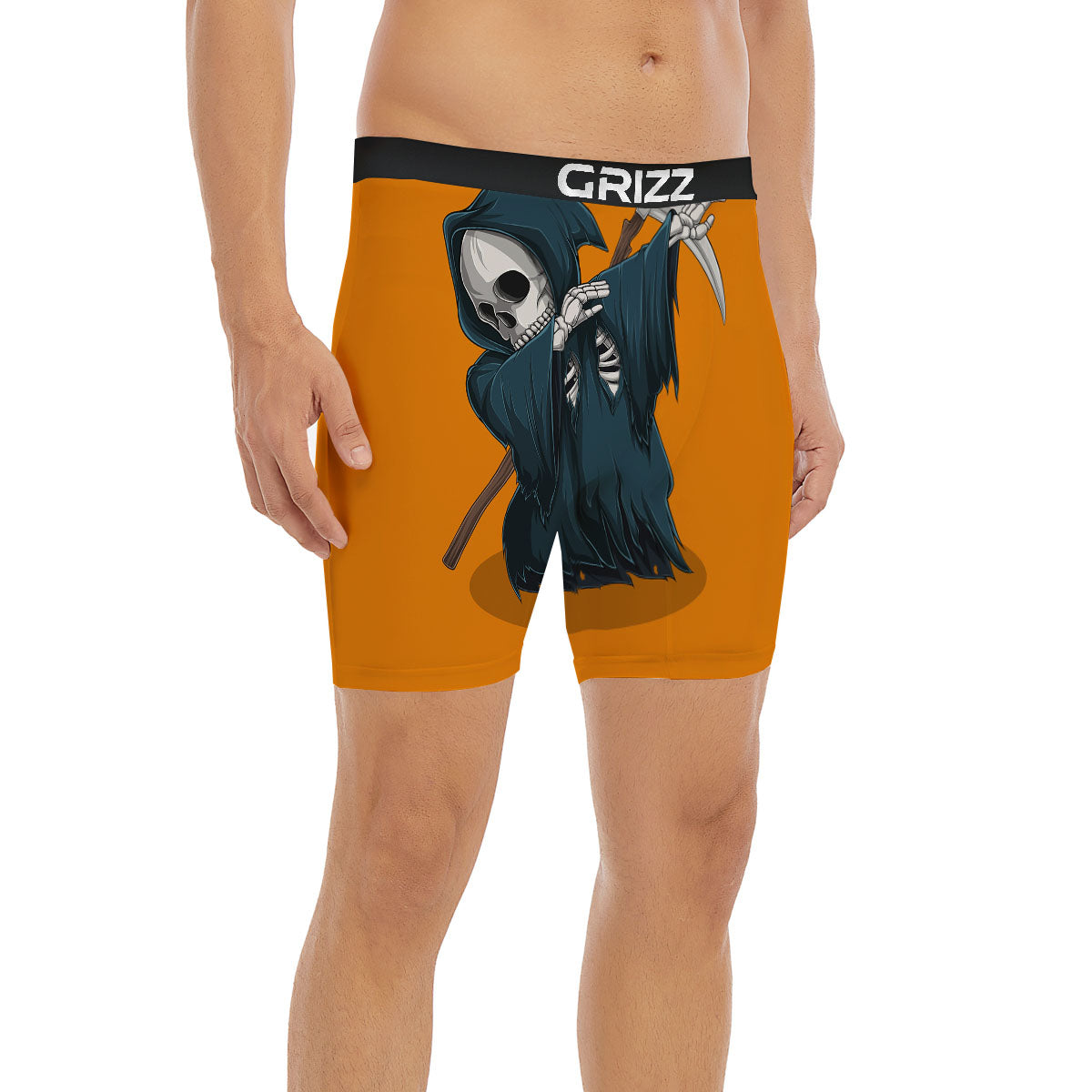 Grim Reaper Skeleton Dap Print Boxer Briefs-grizzshop